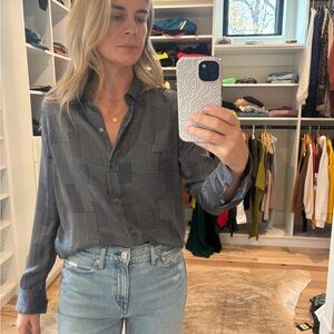 Equipment Navy Silk Blouse